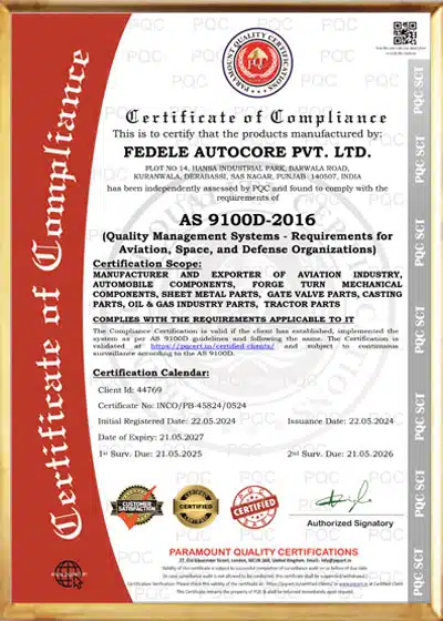 AS 9100D:2016 Certificate